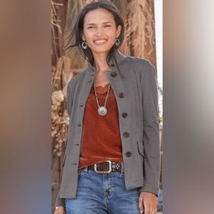 Sundance Park Single Breasted Knit Blazer Heather Gray Size Medium